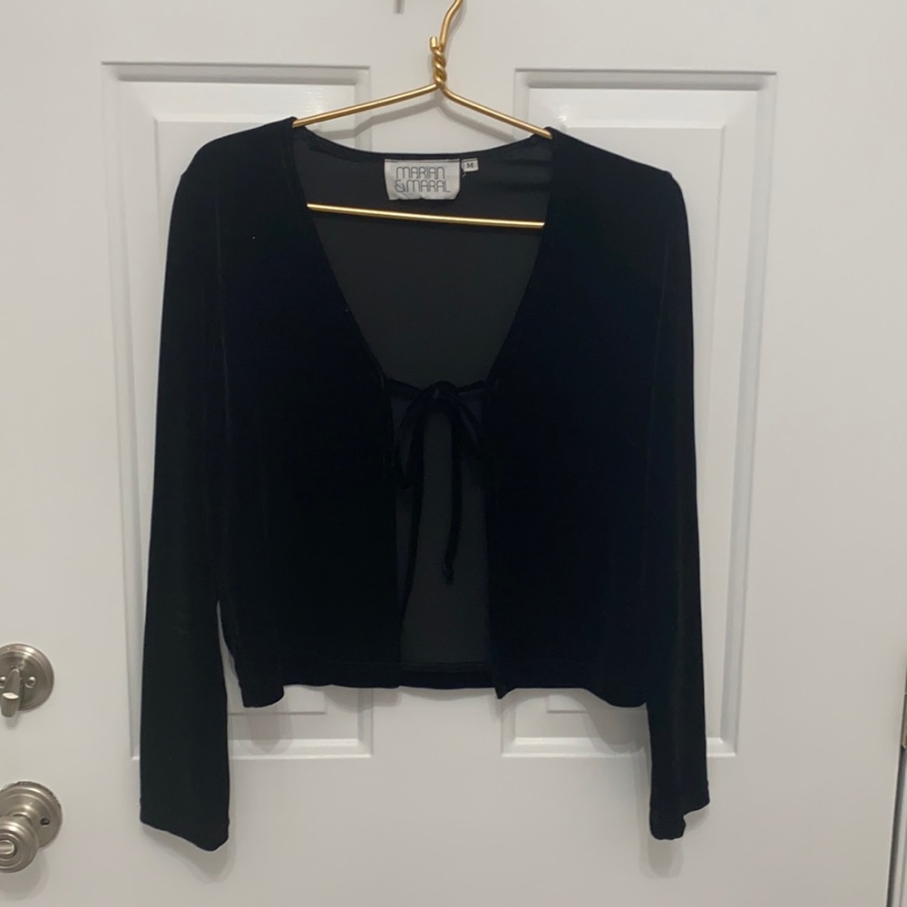 Vintage 90s velvet front-tie cardigan